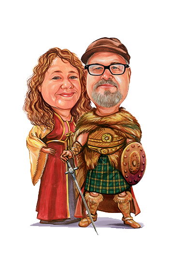 Viking couple caricature