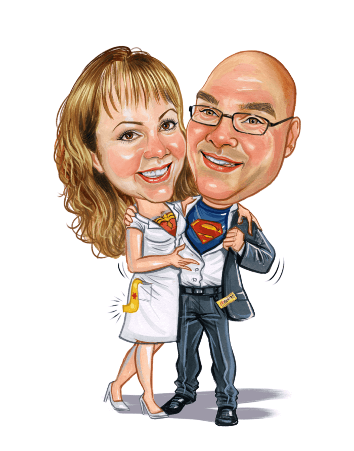 Two People Caricature